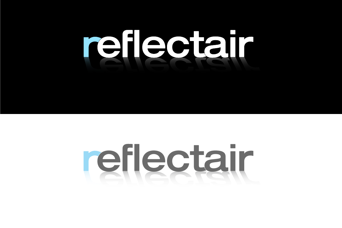 Reflectair logo in light and dark colourways