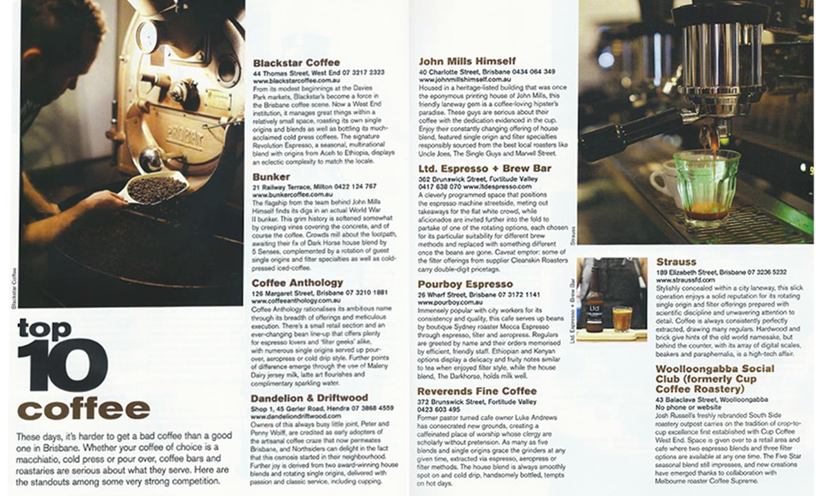 Good Food Guide page on coffee venues