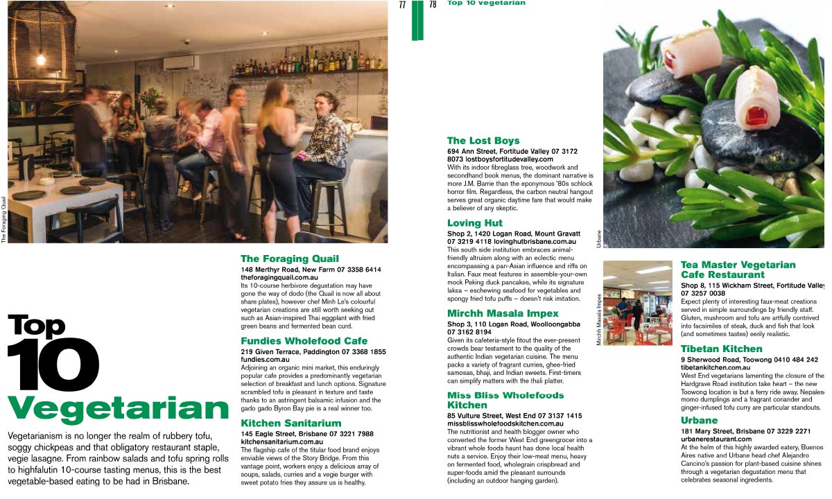 Good Food Guide page on vegetarian dining