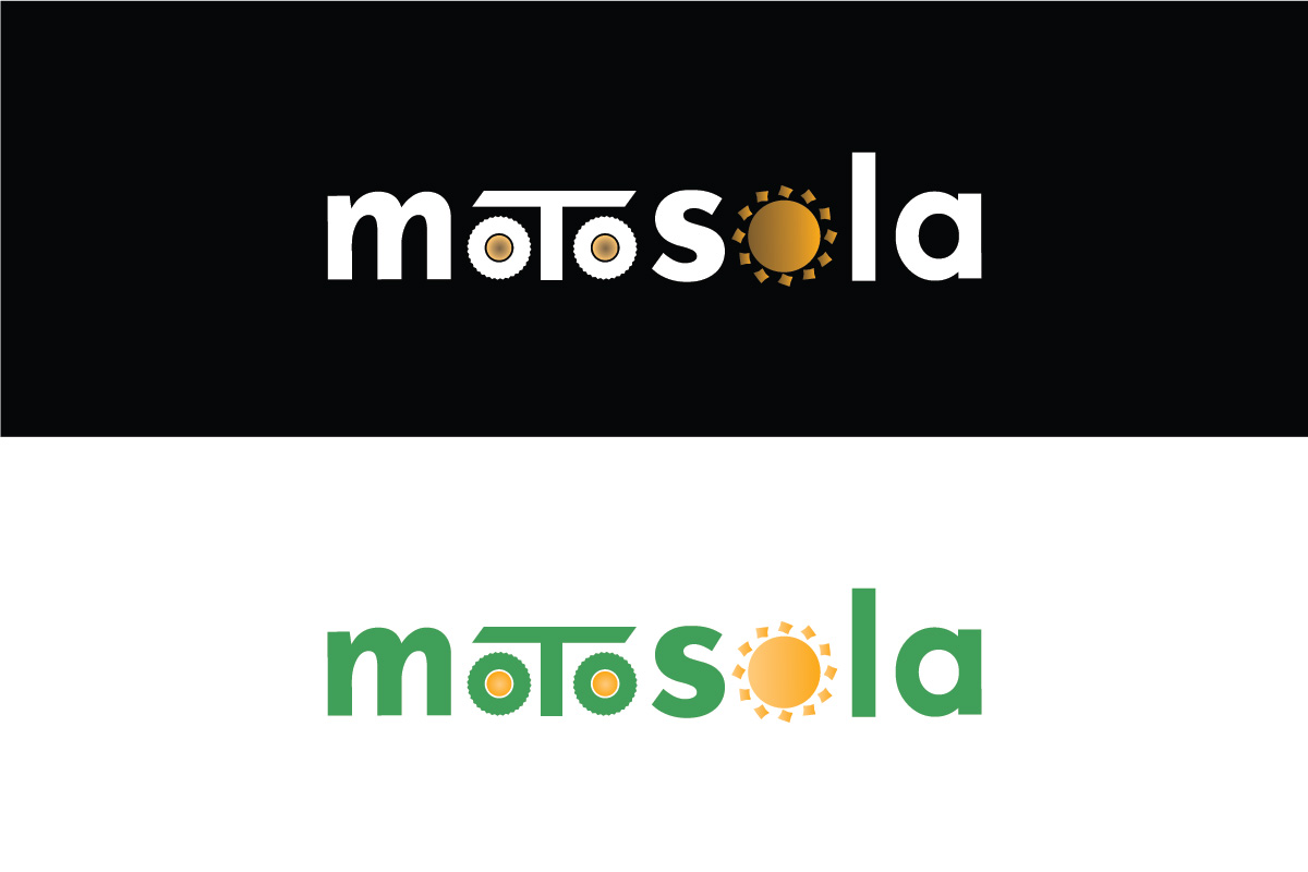 Motosola wordmark in light and dark colourways